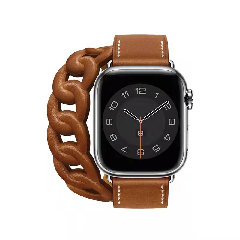 Double Tour Leather Loop For Apple Watch Band 41mm 45MM 42 38 40 44 mm Extra-long Strap For iWatch Belt 7 SE 6 5 4 3 2 Correa