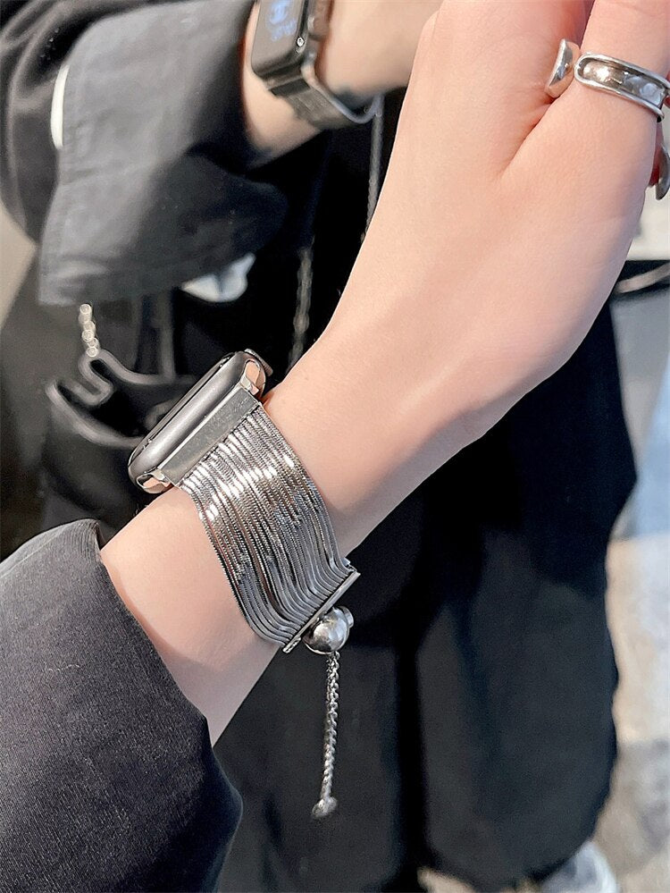 Luxury Bracelet Tassel Metal Strap For Apple Watch Band 8 7 6 SE 5 Stainless Steel