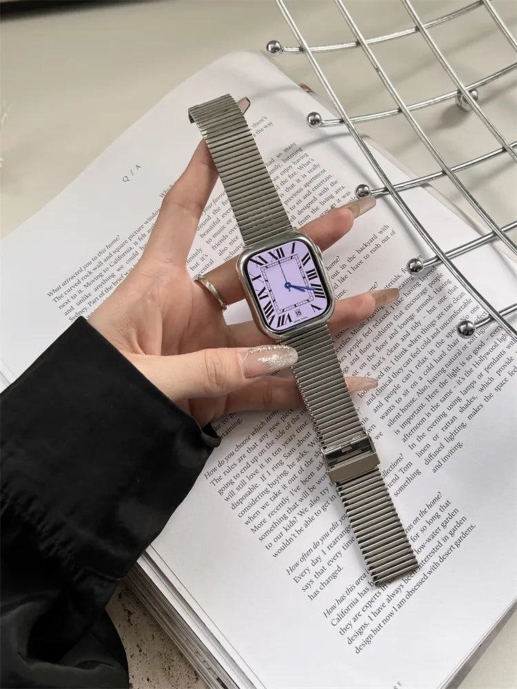 Luxury Stainless Steel Strap For Apple Watch Band 41mm 44 40mm 45 49mm 42 38mm Metal Bracelet For iWatch Series 8 7 se 6 3 4 5