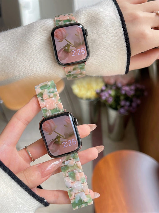 Resin Strap For Apple Watch Band 41MM 45MM 44mm 40mm 42mm 38mm Woman Loop Watchband For Iwatch Series 7 6 Se 5 4 3 2 1 Correa