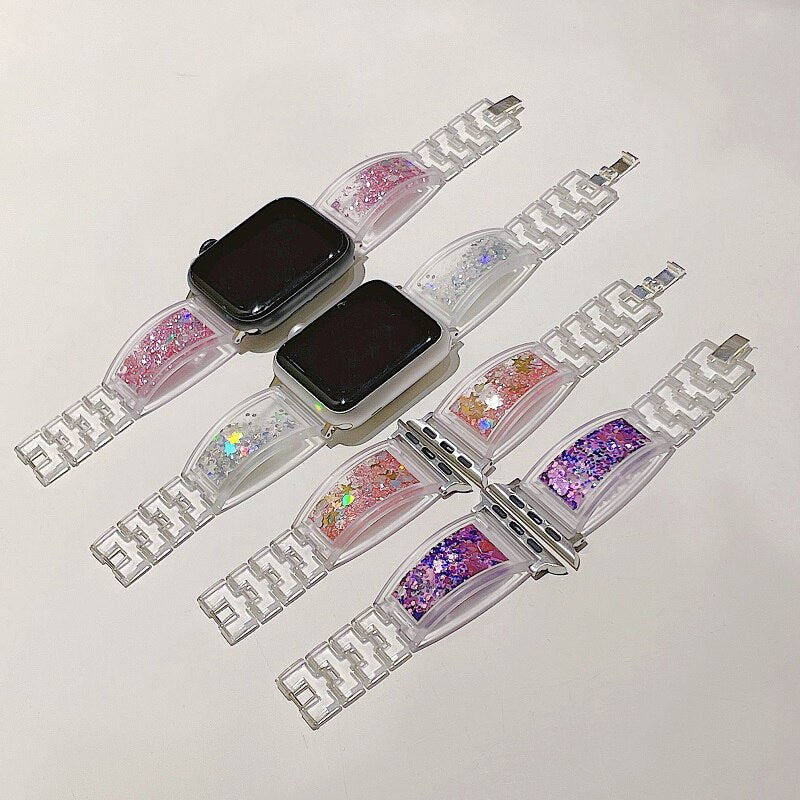 Y2k Strap For Apple Watch Band 7 6 5 4 3 2 1 SE 41MM 45MM 44mm 40mm 42mm 38mm Summer Clear Resin Bracelet For iwatch Band